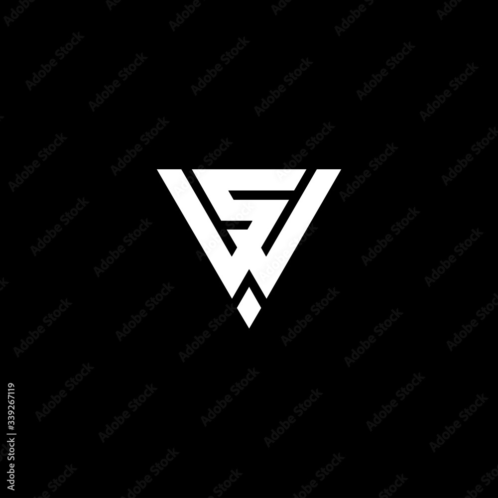 SW letter logo, S W letter icon design. SW white letter on black ...