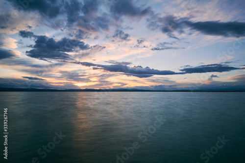 Landscape of a lake with storm clouds