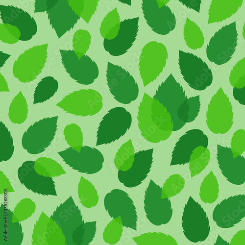 Abstract pattern of mint leaves. Flat vector illustration