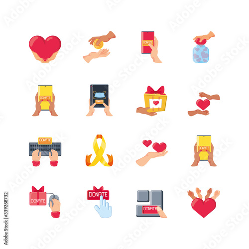 set of icons donation on white background