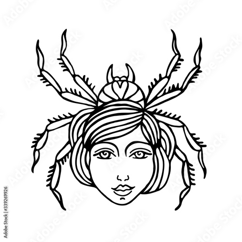 girl spider illustration traditional tattoo flash