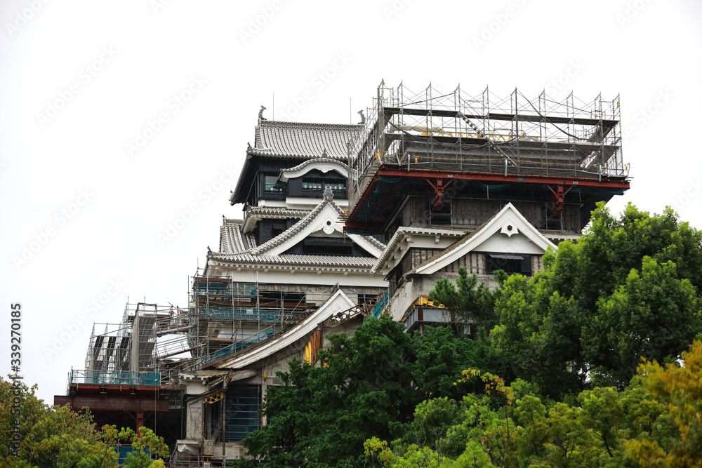 Kumamoto Castle is being repaired due to damange during the earthquake Kumamoto Castle is being repaired due to damange during the earthquake