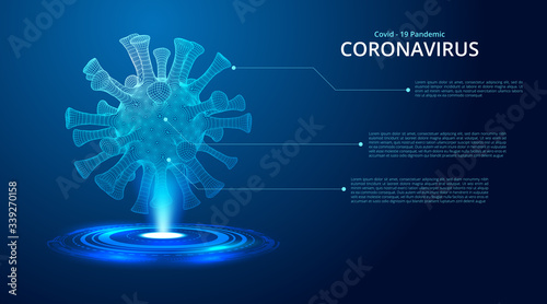 Coronavirus 2019-nCov novel coronavirus low poly abstract concept. vector illustration