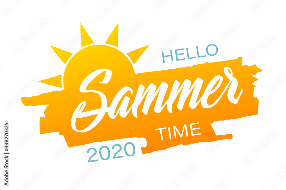 Hello summer time banner or poster. Summer event concept. Vector