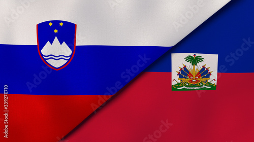 The flags of Slovenia and Haiti. News, reportage, business background. 3d illustration Free Download The flags of Slovenia and Haiti. News, reportage, business background. 3d illustration - GFXLoad