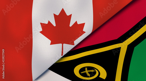 The flags of Canada and Vanuatu. News, reportage, business background. 3d illustration photo