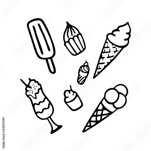 Hand drawn sweets collection. Dessert icon set