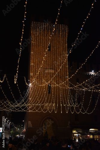 Tower with lights in the foreground