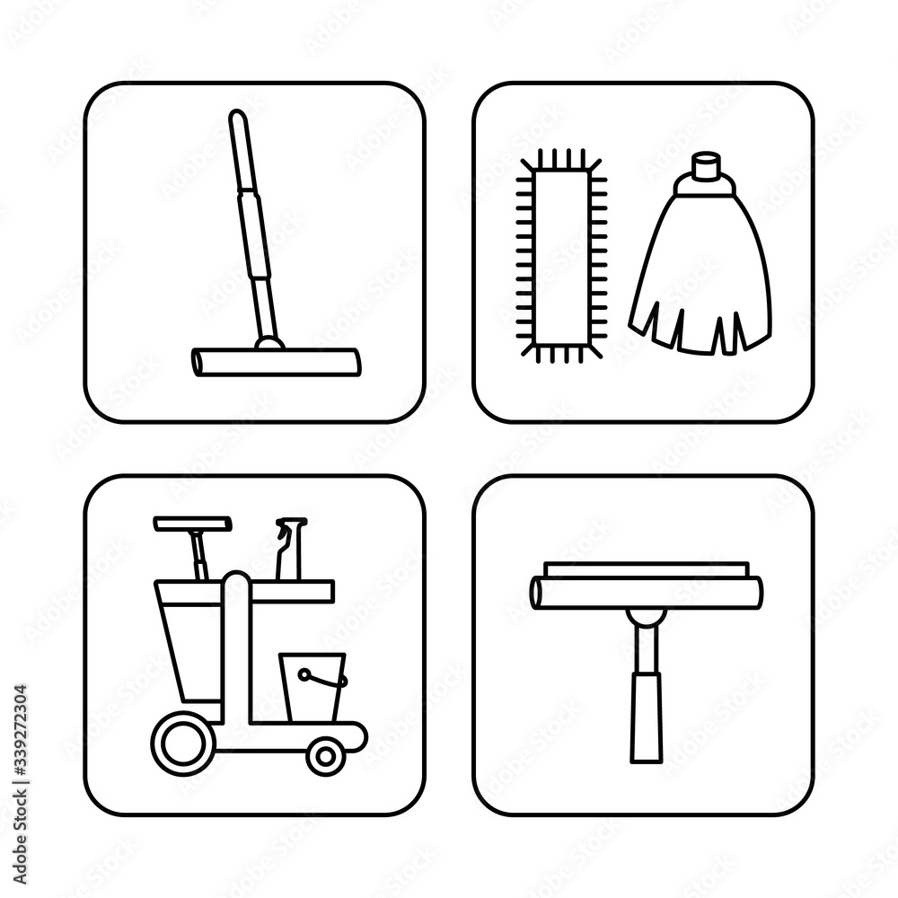 Outline icons of cleaning service to wash the surface Outline icons of cleaning service to wash the surface