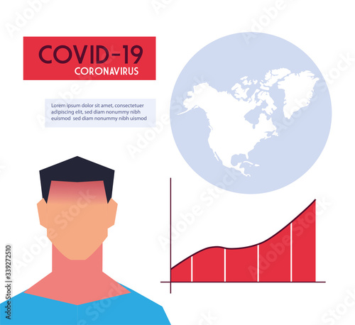 infographic from world planet with the propagation of the covid 19 by countries