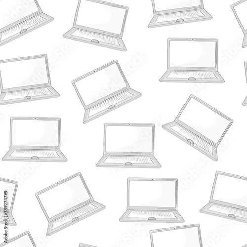 Laptop on white pattern