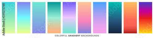 Collection of colorful smooth gradient background for graphic design. Vector illustration