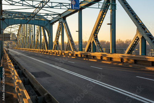 Jozef Pilsudski road bridge in the morning light. Torun, Poland. Europe. © vivoo