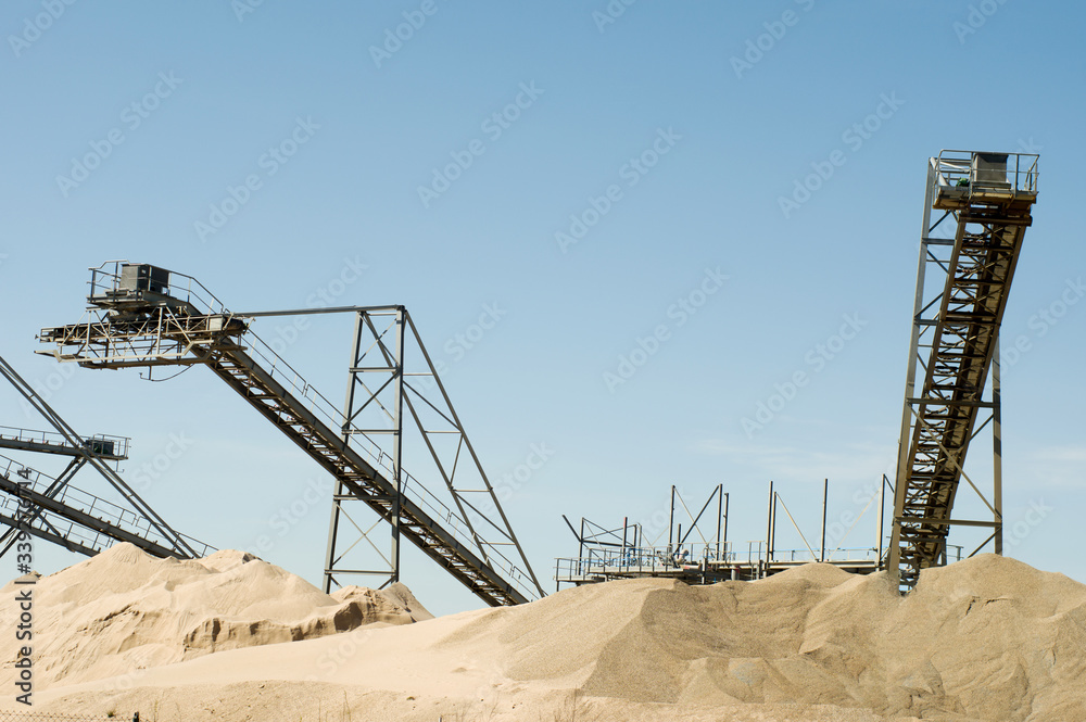 Conveyor belt of a sand extraction installation In Nijmegen, Netherlands Conveyor belt of a sand extraction installation In Nijmegen, Netherlands