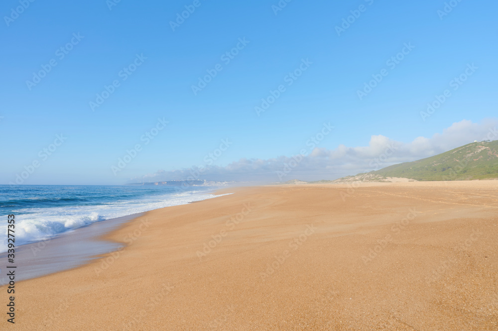 Beach of Salgado in Famalicão da Nazaré at late afternoon