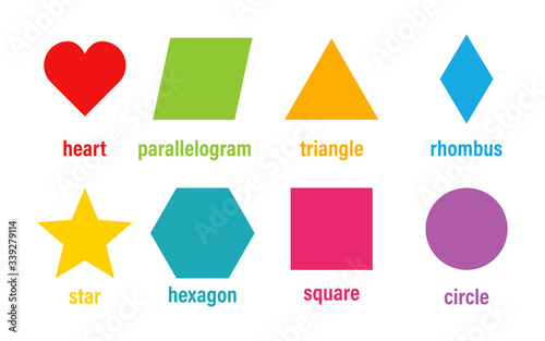 Geometric basic shapes vector isolated colored element design. Abstract geometric frame. Badges colored icon banners or tags. Vector shapes set.