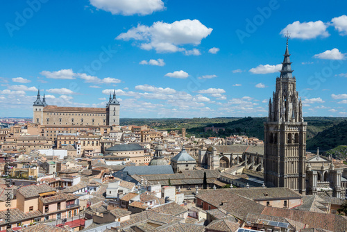 Toledo / Spain. 04/24/2016.View of the Alcázar and the Holy Cathedral Church of Toledo © goyoconde