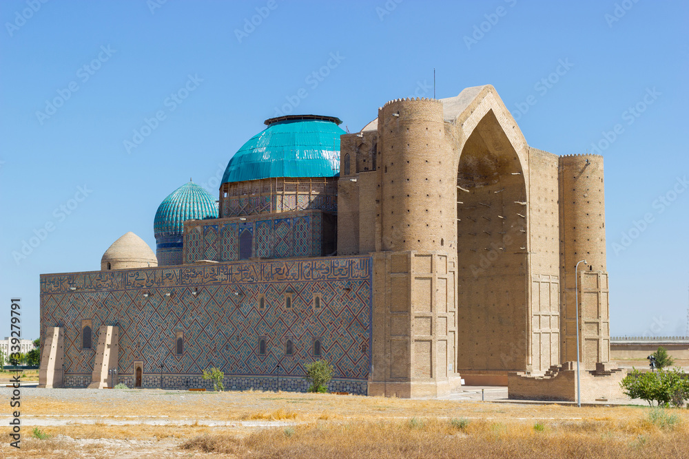 Medieval Mausoleum of Khoja Ahmed Yasawi in the city of Turkestan, in southern Kazakhstan. Silk Road Legacy Tour.