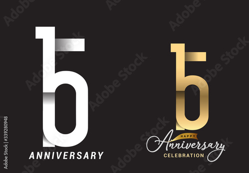 14 years anniversary celebration logo design. Anniversary logo Paper cut letter and elegance golden color isolated on black background, vector design for celebration, invitation card, and greeting photo