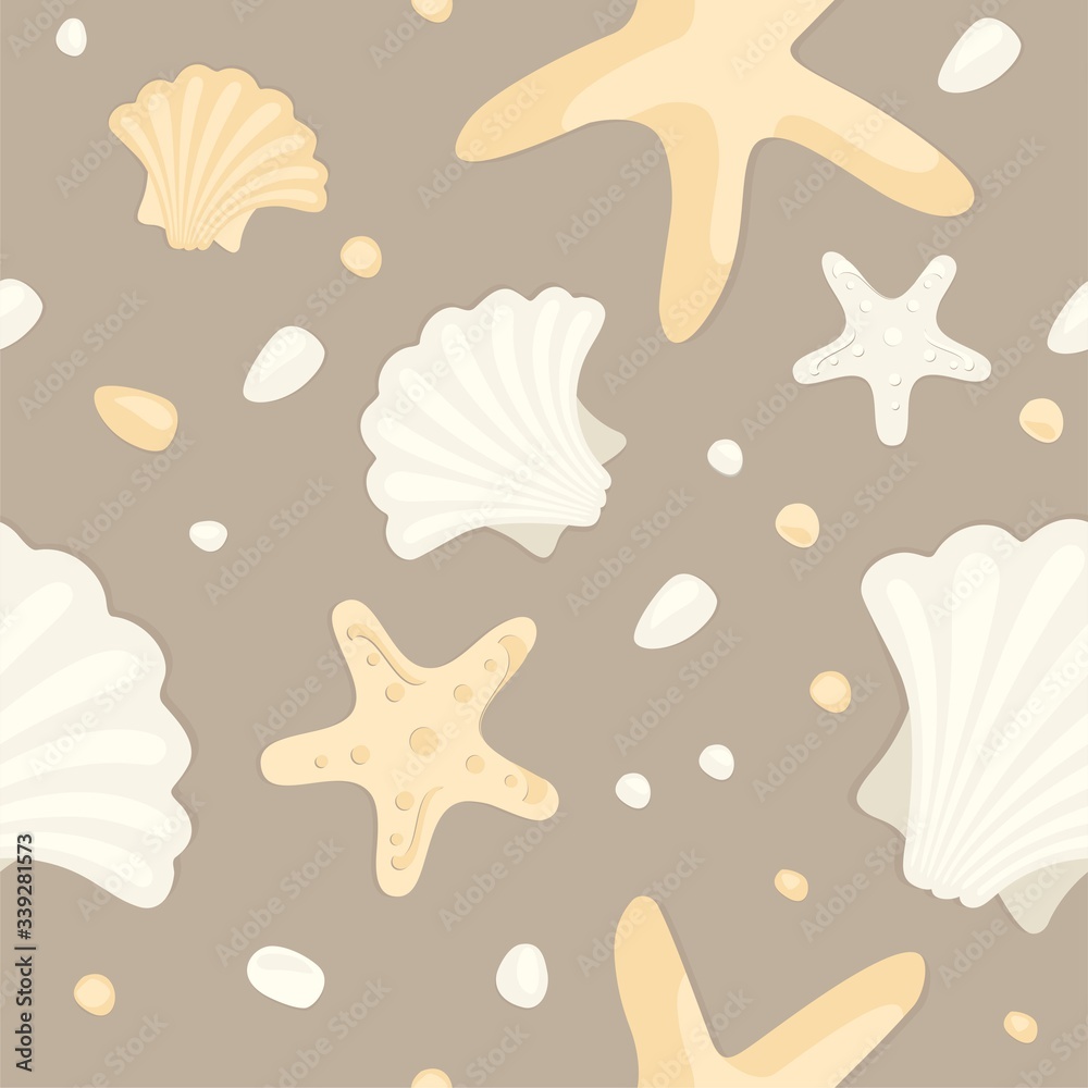 seamless background with shells seamless background with shells