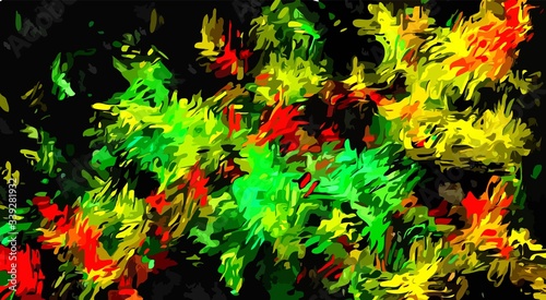 Abstract background. Psychedelic texture of brush strokes of colored paint of blurred lines and spots of different shapes and sizes..