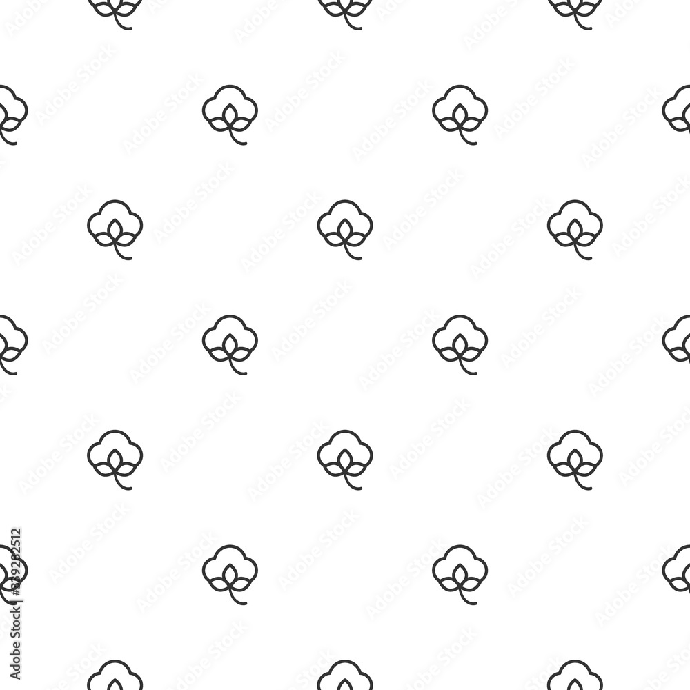 Cotton seed seamless pattern on white background. 100% cotton -linear ornamnet. Cotton seed seamless pattern on white background. 100% cotton -linear ornamnet.