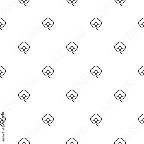 Cotton seed seamless pattern on white background. 100% cotton -linear ornamnet.