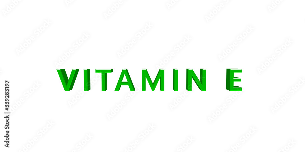 Vitamin E 3D rendering on white background. Vitamin E 3D rendering on white background.