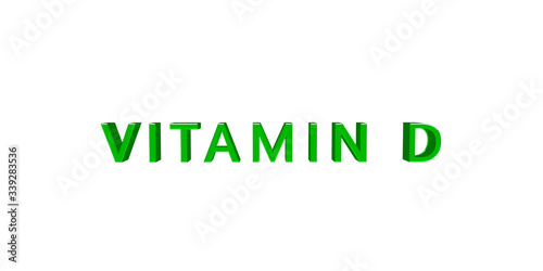 3D rendering text Vitamin D. Vitamin D glossy label or icon. 3D Illustration.