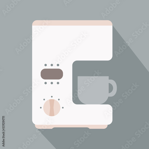 Coffee machine. Kitchen appliance. Kitchen domestic electrical equipment. Flat vector illustrations. Isolated cooking icons.