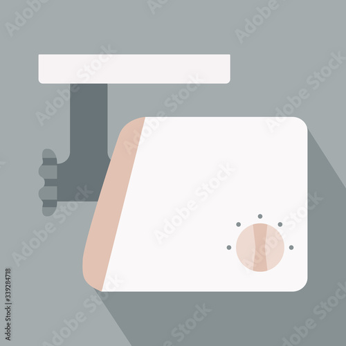 Meat grinder. Kitchen appliance. Kitchen domestic electrical equipment. Flat vector illustrations. Isolated cooking icons.