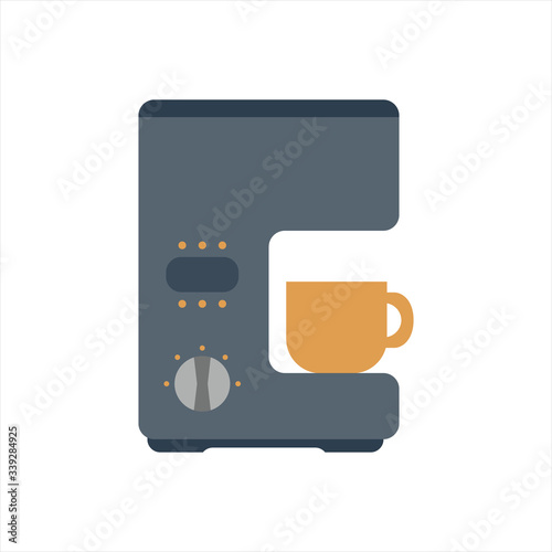 Coffee machine. Kitchen appliance. Kitchen domestic electrical equipment. Flat vector illustrations. Isolated cooking icons.