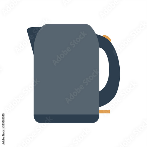 Electric kettle, teapot. Kitchen appliance. Kitchen domestic electrical equipment. Flat vector illustrations. Isolated cooking icons.