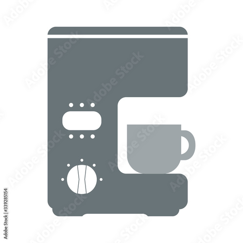 Coffee machine. Kitchen appliance. Kitchen domestic electrical equipment. Flat vector illustrations. Isolated cooking icons.