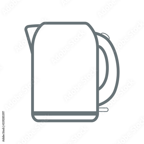 Electric kettle, line teapot. Kitchen appliance. Kitchen domestic electrical equipment. Flat vector illustrations. Isolated cooking icons.