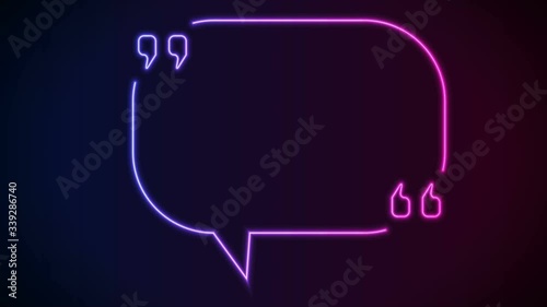 Quote speech bubble abstract laser neon frame motion background photo