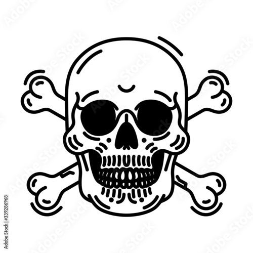 Thin line skull and crossbones icon/ Vector illustration 