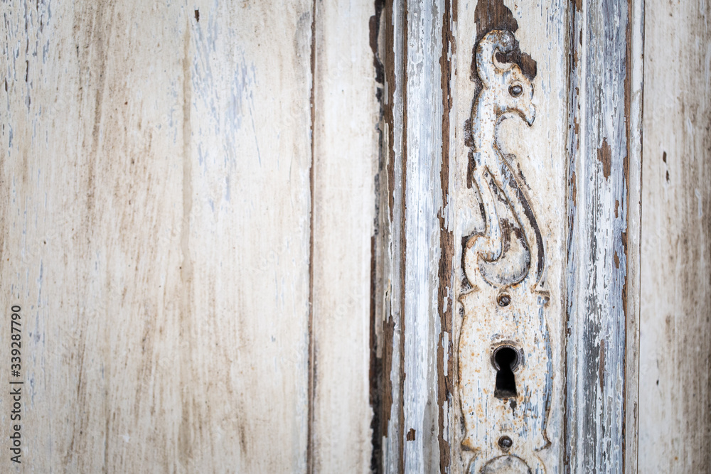 custom made wallpaper toronto digitalVintage chest of drawers with carving white color with fading and metal handle. Close-up. Selective focus