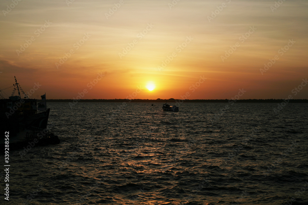 sunset on amazon river