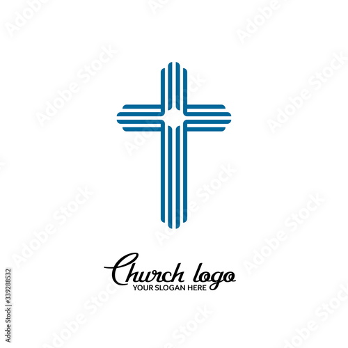 Church logo. Christian symbols. Cross of the Lord and Savior Jesus Christ.