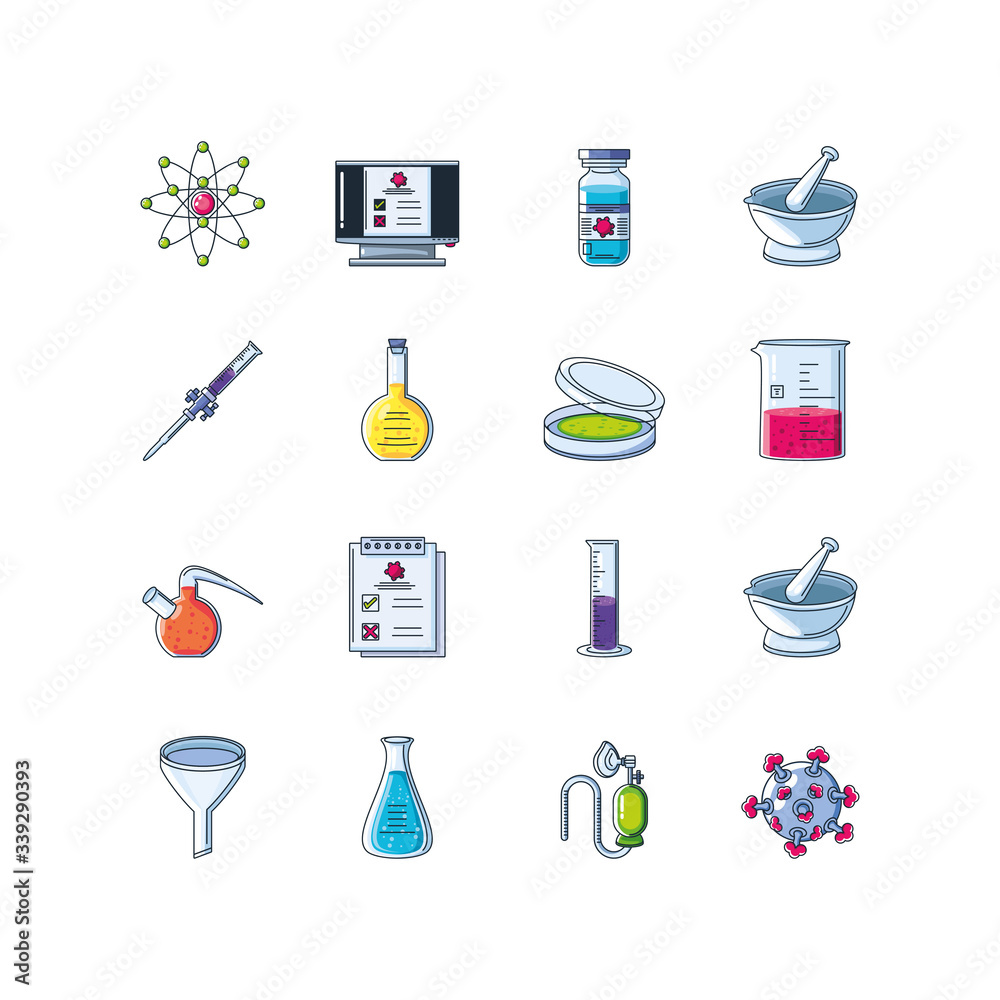 set of icons laboratory research set of icons laboratory research
