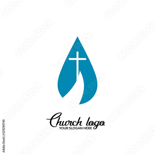 Church logo. Christian symbols. A drop of living water, as the epithet of Christ.	