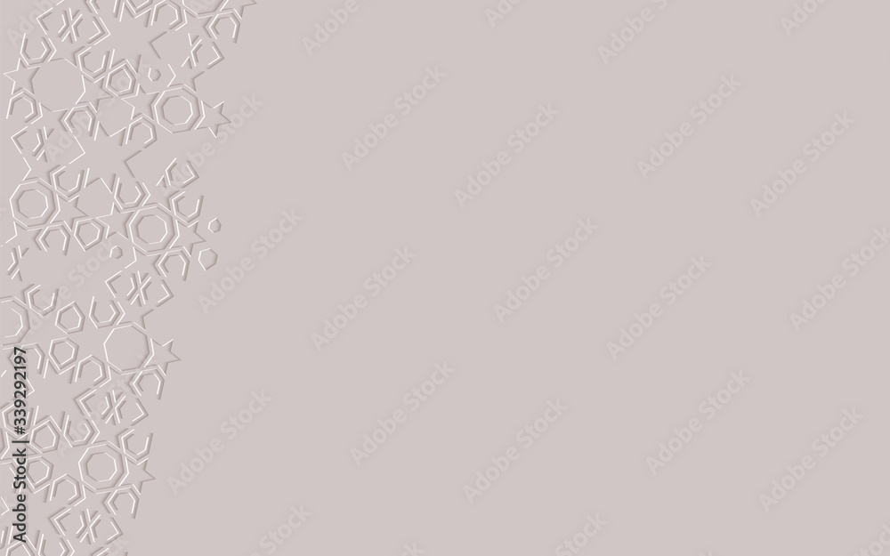 Arabic arabesque design greeting card for Ramadan Kareem, Islamic ornamental monochrome detail of mosaic, vector illustration Arabic arabesque design greeting card for Ramadan Kareem, Islamic ornamental monochrome detail of mosaic, vector illustration