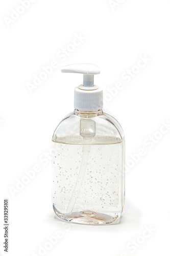 Hydroalcoholic gel with hands for deep medical cleaning photo