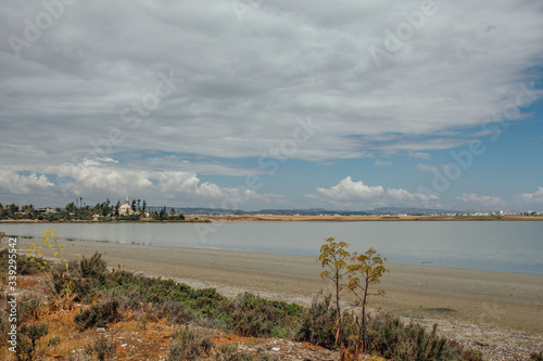 Salt lake and cloudy sky in Larnaca