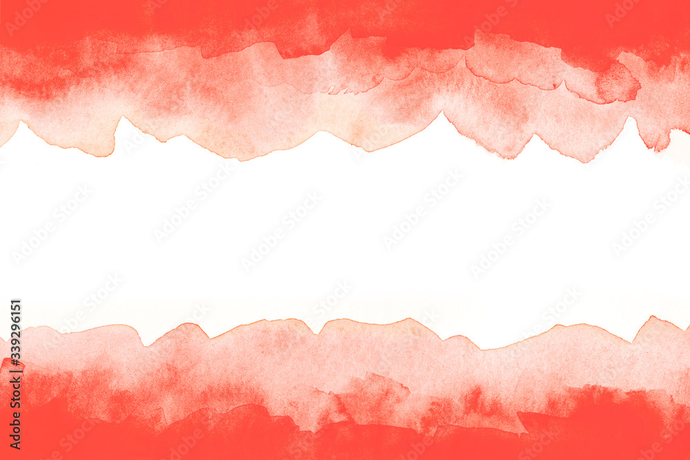 Red watercolor background with a white stripe in the middle. Field for text or message.