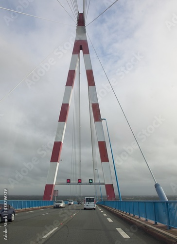 A unique view of Saint Nazaire bridge in Loire Atlantique, France.