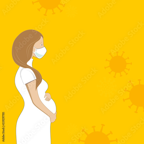 Pregnant woman wearing face mask against coronavirus