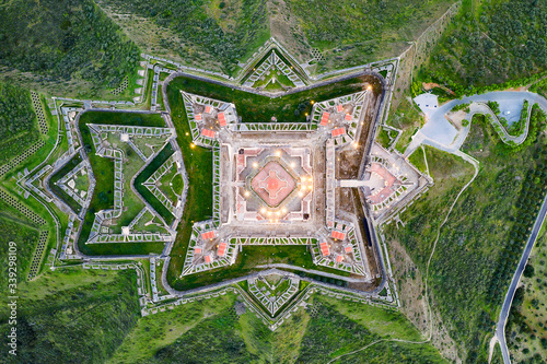 Elvas Fort drone aerial view in Portugal