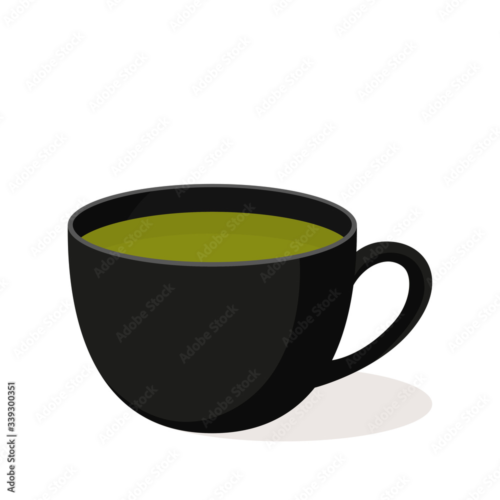 Matcha tea in black Cup isolated illustration on transparent background Matcha tea in black Cup isolated illustration on transparent background